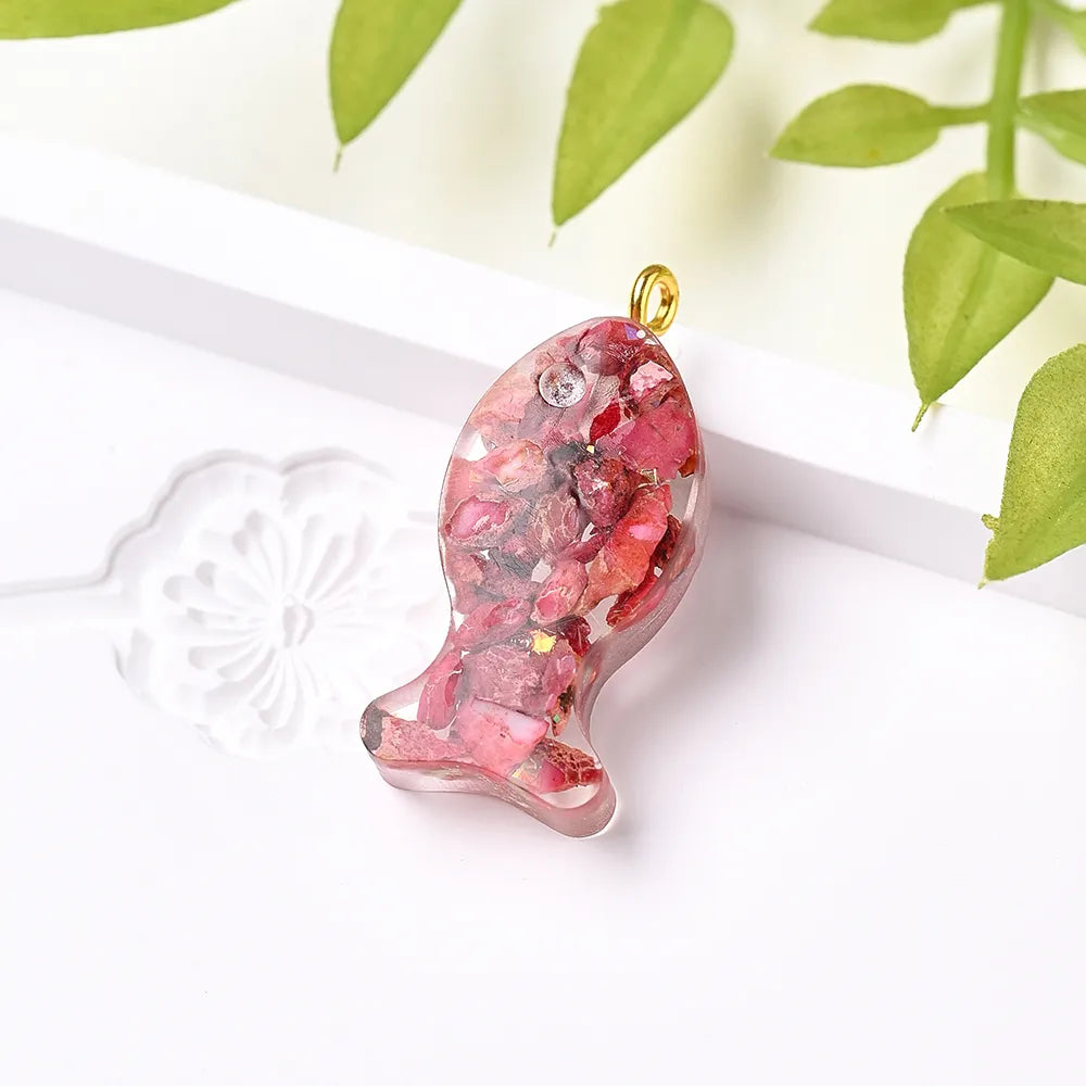 3 Pcs/Package 29x12.5mm Hole 1~1.9mm Natural Stone Copper 18K Gold Plated Multicolor Transparent Fish Polished Pendant