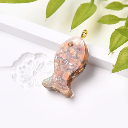 3 Pcs/Package 29x12.5mm Hole 1~1.9mm Natural Stone Copper 18K Gold Plated Multicolor Transparent Fish Polished Pendant