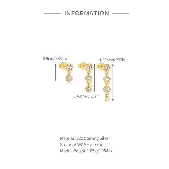 3 Pieces 4 Pieces Sterling Silver Zircon Geometric Eye Earrings