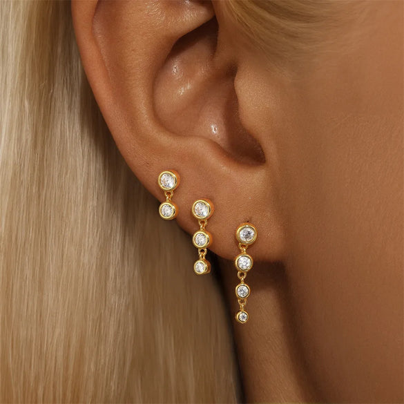 3 Pieces 4 Pieces Sterling Silver Zircon Geometric Eye Earrings