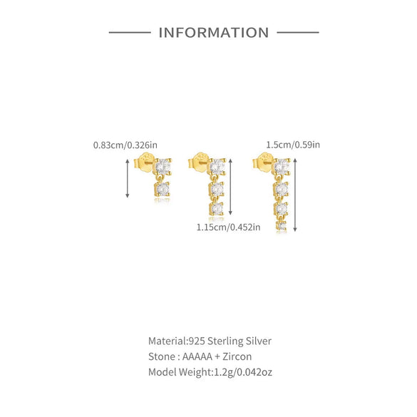 3 Pieces 4 Pieces Sterling Silver Zircon Geometric Eye Earrings