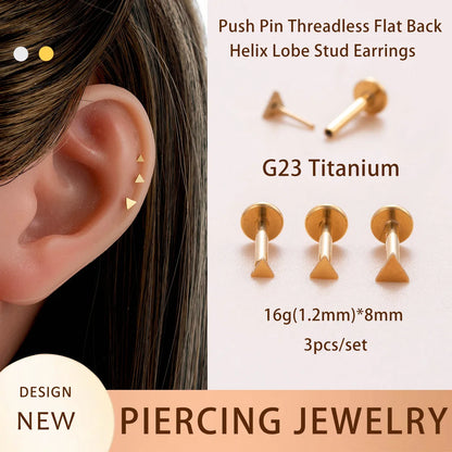 3 Pieces Casual Classic Style Round Moon Moon Titanium Alloy Ear Studs