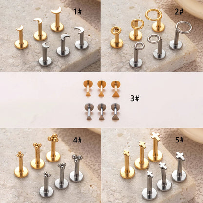 3 Pieces Casual Classic Style Round Moon Moon Titanium Alloy Ear Studs