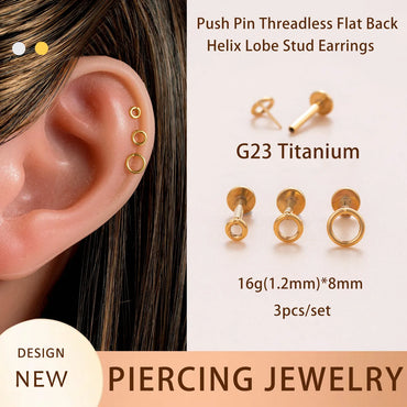 3 Pieces Casual Classic Style Round Moon Moon Titanium Alloy Ear Studs