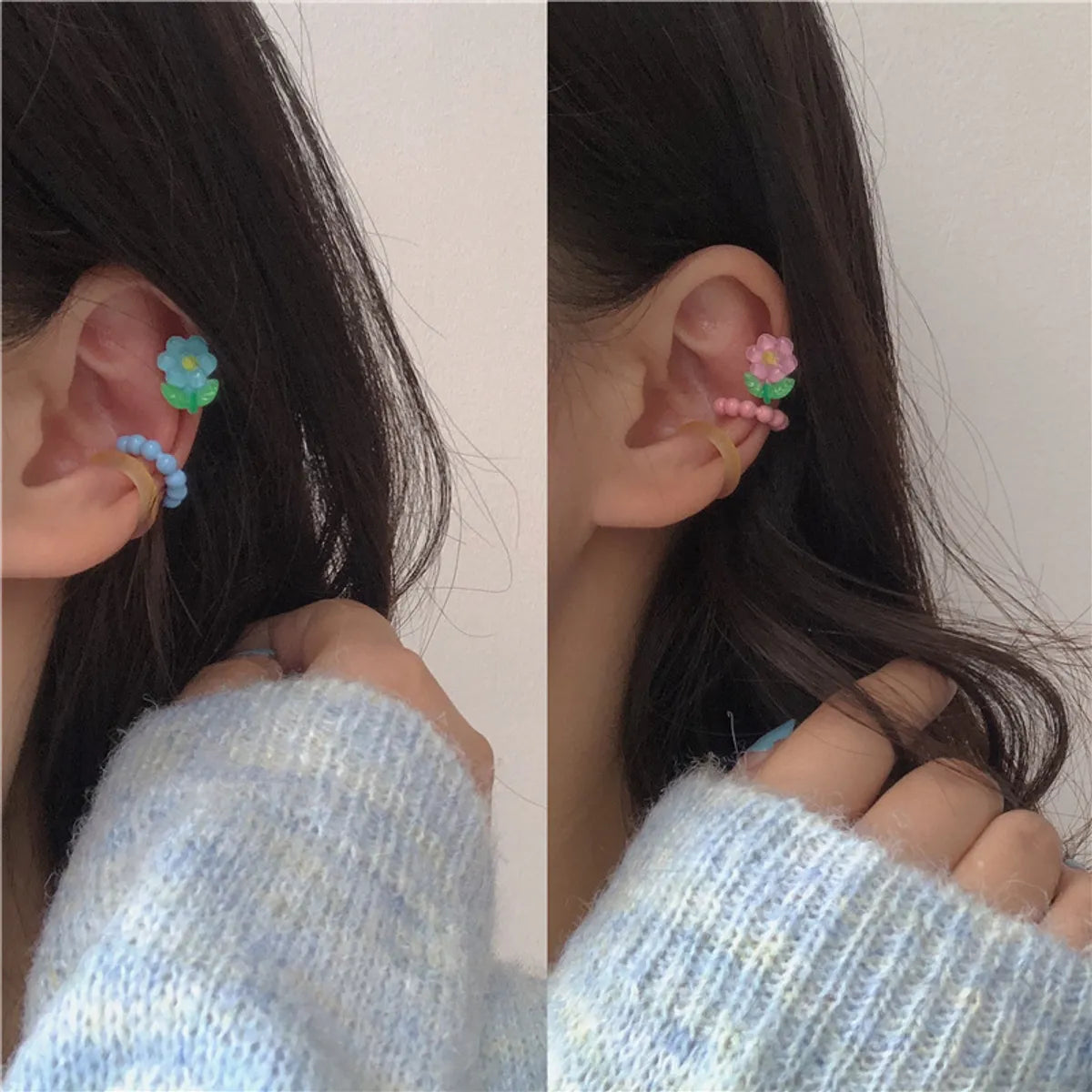 3 Pieces Floral Plastic Earrings