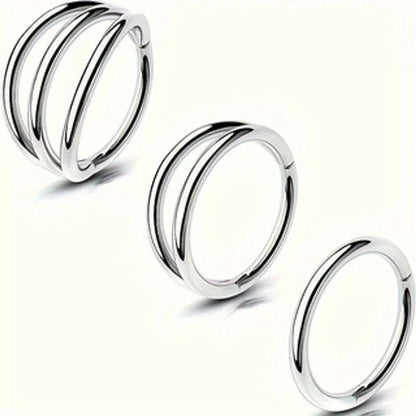 3 Pieces Lip Rings Simple Style Classic Style Circle Round 316L Stainless Steel  Irregular Polishing Lip Rings Ear Cartilage Rings & Studs Nose Rings & Studs