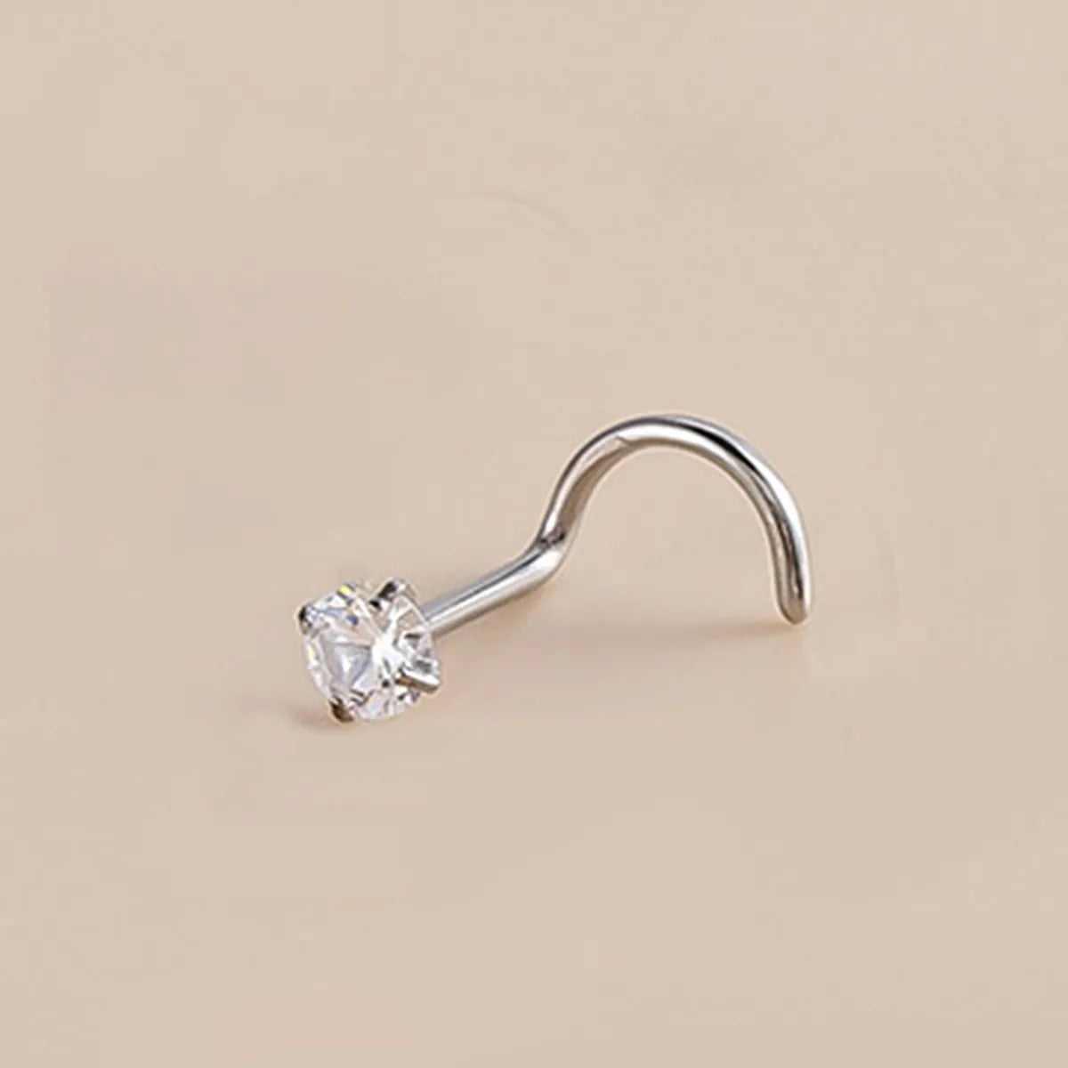 3 Pieces Nose Rings & Studs Simple Style Classic Style Solid Color Stainless Steel Inlay Zircon Nose Rings & Studs