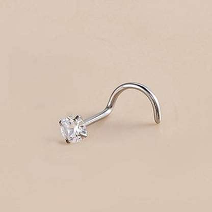 3 Pieces Nose Rings & Studs Simple Style Classic Style Solid Color Stainless Steel Inlay Zircon Nose Rings & Studs