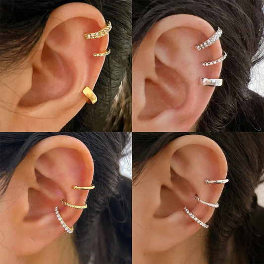 Wholesale Jewelry Ig Style Simple Style C Shape Solid Color Alloy Rhinestones Inlay Ear Cuffs