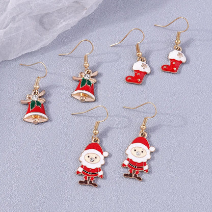 3 Pieces Set Simple Style Santa Claus Enamel Alloy Drop Earrings