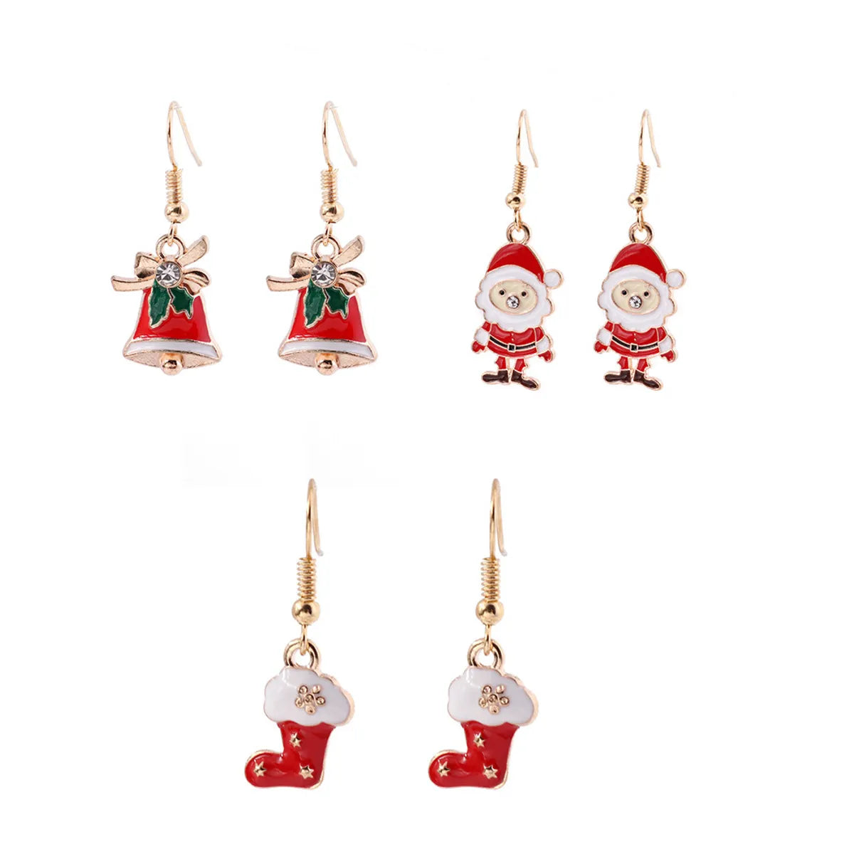 3 Pieces Set Simple Style Santa Claus Enamel Alloy Drop Earrings