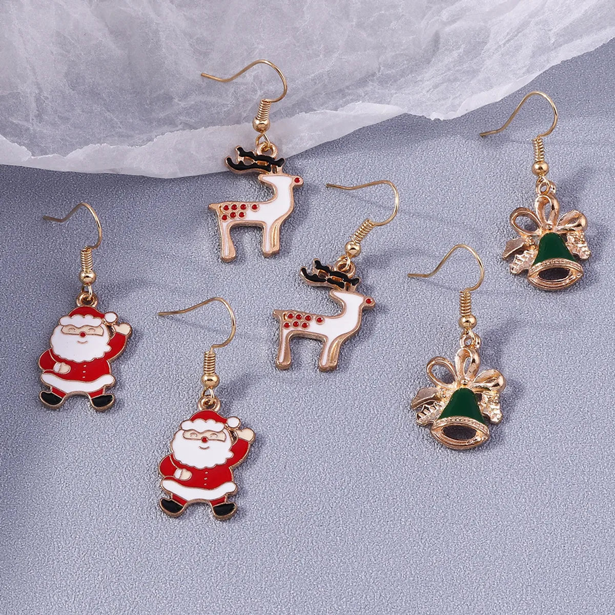 3 Pieces Set Simple Style Santa Claus Enamel Alloy Drop Earrings