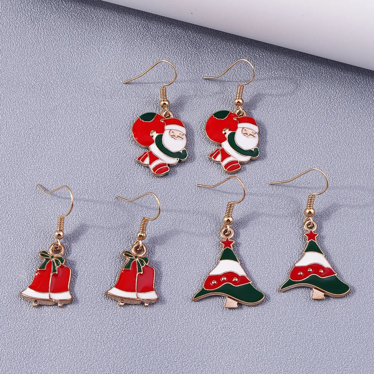 3 Pieces Set Simple Style Santa Claus Enamel Alloy Drop Earrings