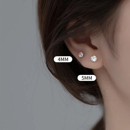 3 Pieces Simple Style Shiny Solid Color Plating Inlay Stainless Steel Zircon 14k Gold Plated Ear Studs