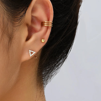 3 Pieces Simple Style Solid Color Copper Ear Cuffs