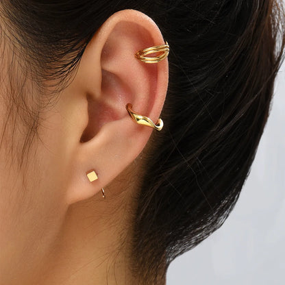 3 Pieces Simple Style Solid Color Copper Ear Cuffs