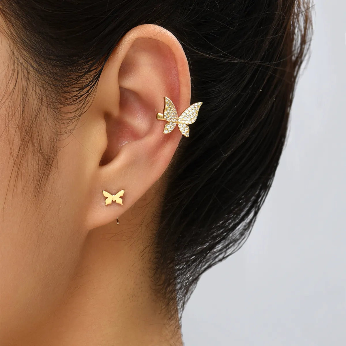 3 Pieces Simple Style Solid Color Copper Ear Cuffs