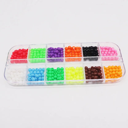 300 Pieces Per Box Diameter 4mm Hole 1~1.9mm Plastic Round Sandblasted Beads