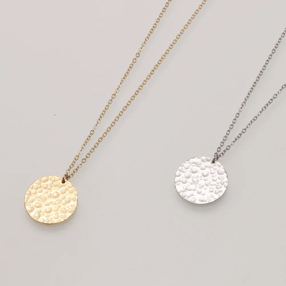 304 Stainless Steel 14K Gold Plated Casual Classic Style Commute Round Pendant Necklace