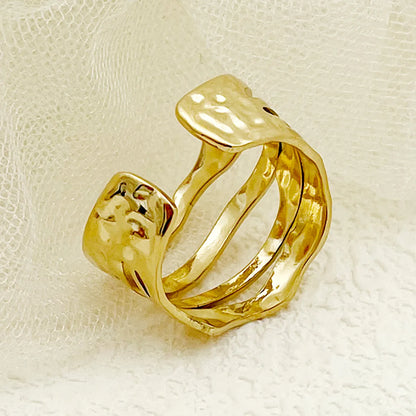 304 Stainless Steel 14K Gold Plated Casual Modern Style Simple Style Plating Flower Open Rings