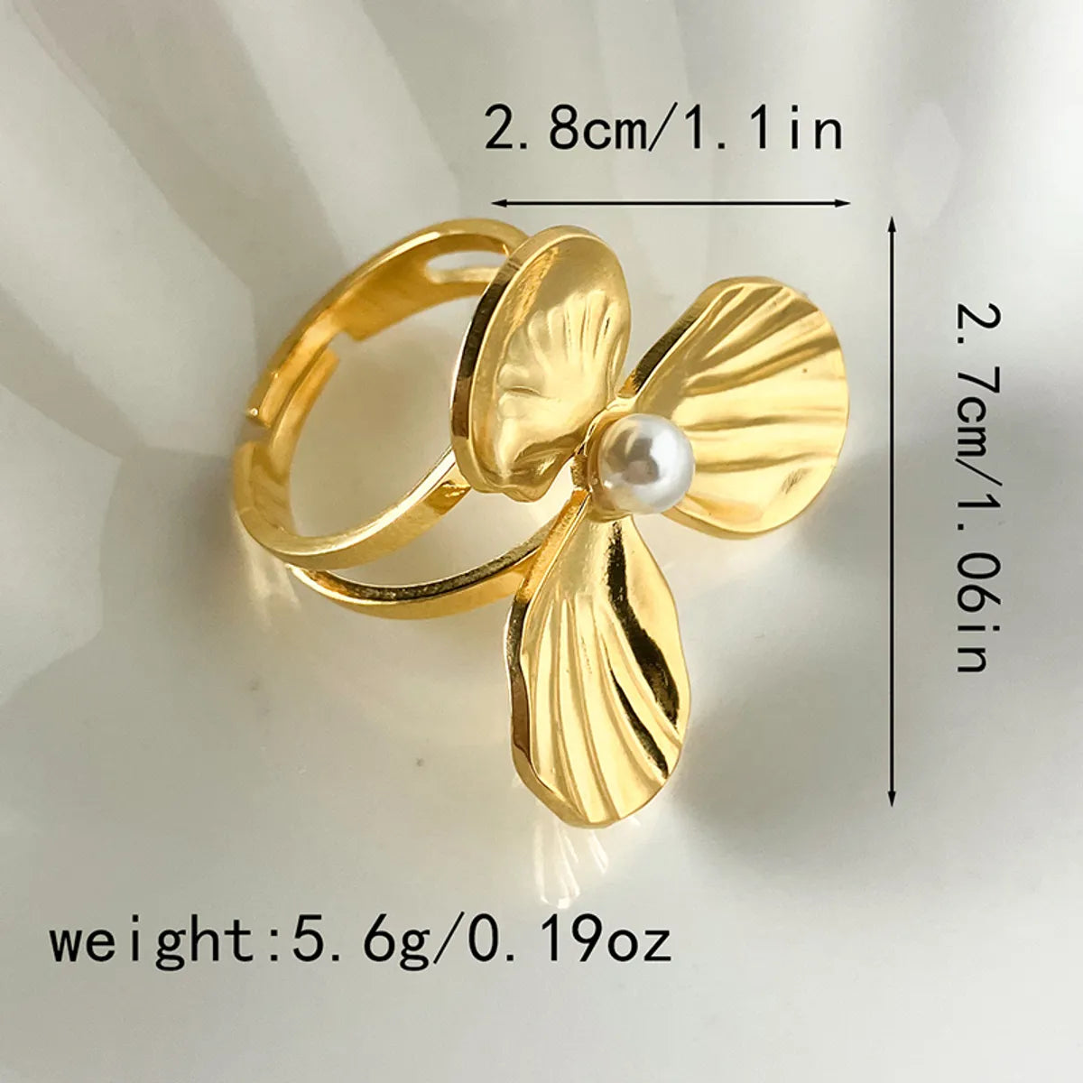 304 Stainless Steel 14K Gold Plated Casual Modern Style Simple Style Plating Flower Open Rings