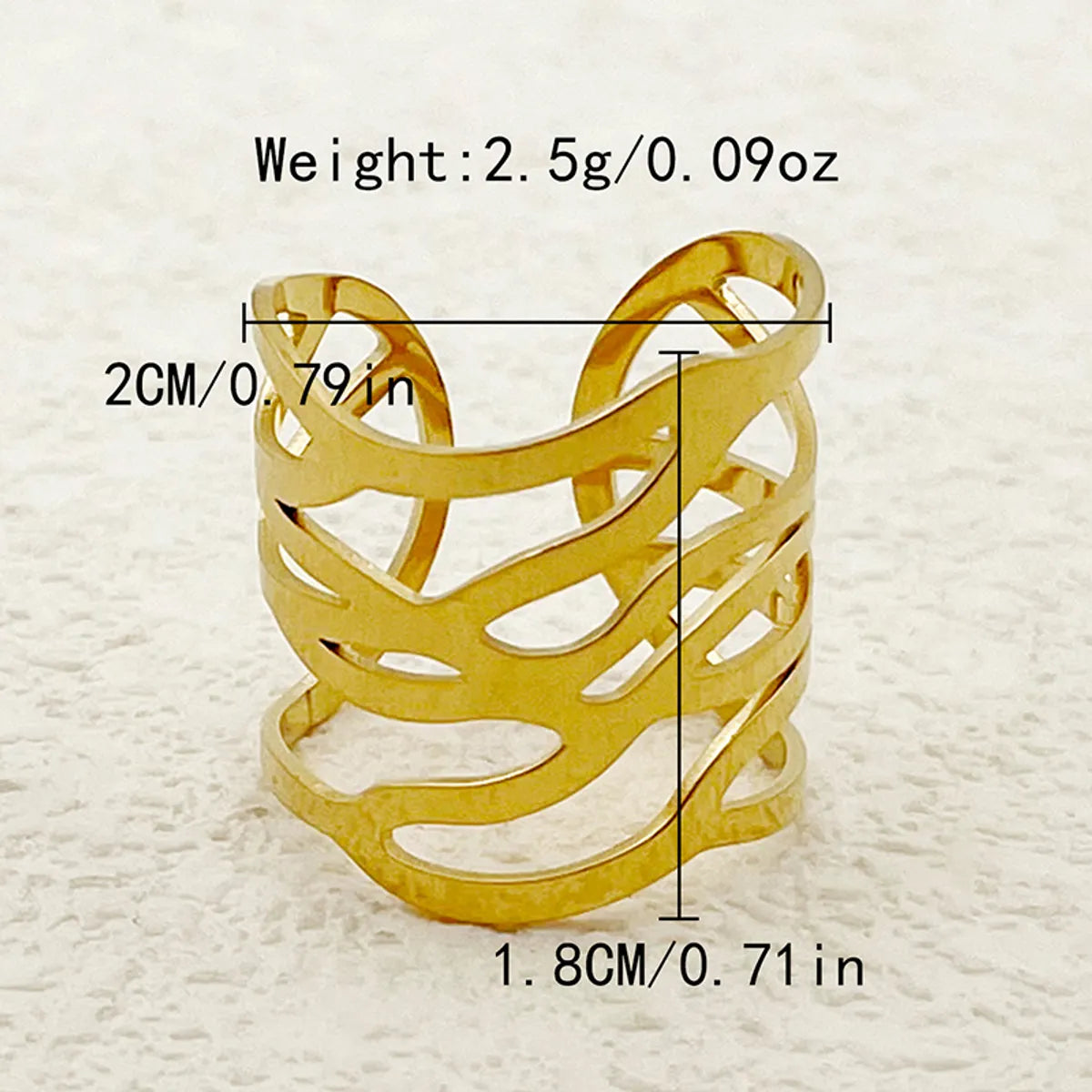 304 Stainless Steel 14K Gold Plated Casual Roman Style Commute Plating Hollow Out Inlay Heart Shape Twist Natural Stone Open Rings