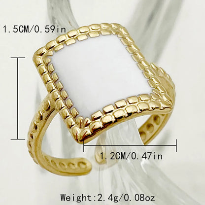 304 Stainless Steel 14K Gold Plated Casual Simple Style Commute Enamel Plating Inlay Square Star Natural Stone Pearl Rings