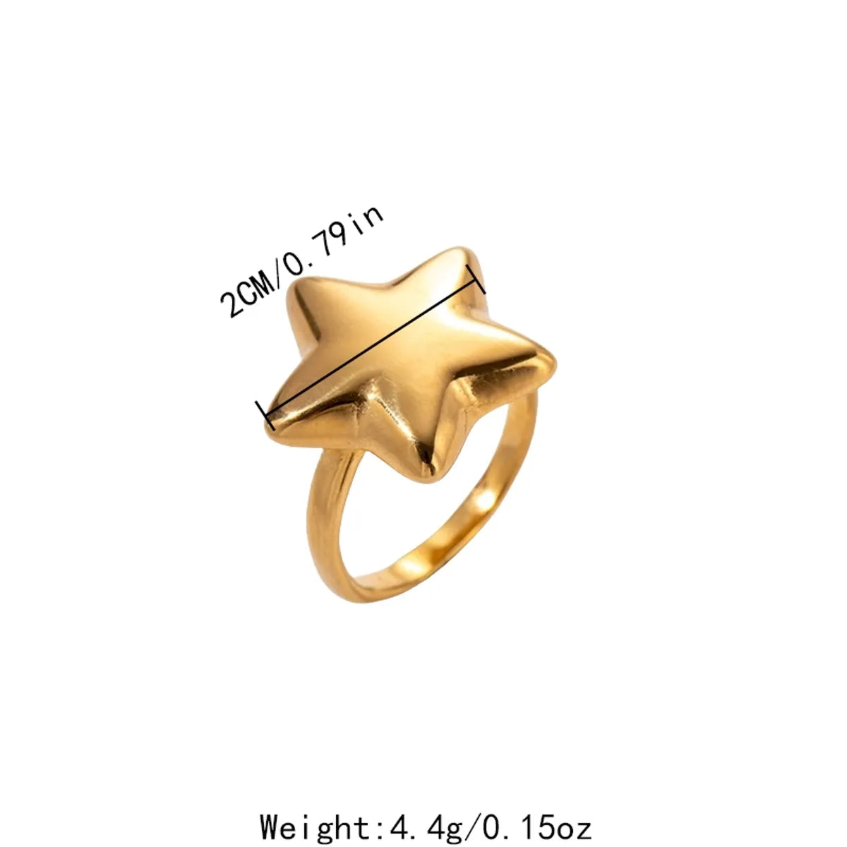 304 Stainless Steel 14K Gold Plated Casual Simple Style Commute Pentagram Rings