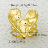 304 Stainless Steel 14K Gold Plated Elegant Exaggerated Simple Style Plating Heart Shape Dragonfly Natural Stone Zircon Rings