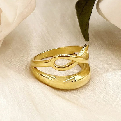 304 Stainless Steel 14K Gold Plated Elegant Preppy Style Simple Style Plating Infinity Rings