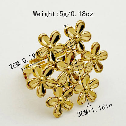 304 Stainless Steel 14K Gold Plated Elegant Princess Pastoral Plating Inlay Flower Pearl Rings