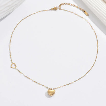 304 Stainless Steel 14K Gold Plated Elegant Romantic Classic Style Plating Heart Shape Double Layer Necklaces