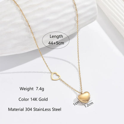 304 Stainless Steel 14K Gold Plated Elegant Romantic Classic Style Plating Heart Shape Double Layer Necklaces