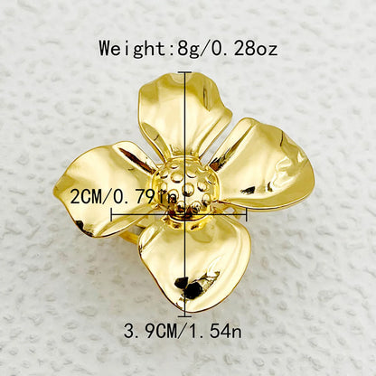 304 Stainless Steel 14K Gold Plated Elegant Romantic Pastoral Plating Flower Open Rings