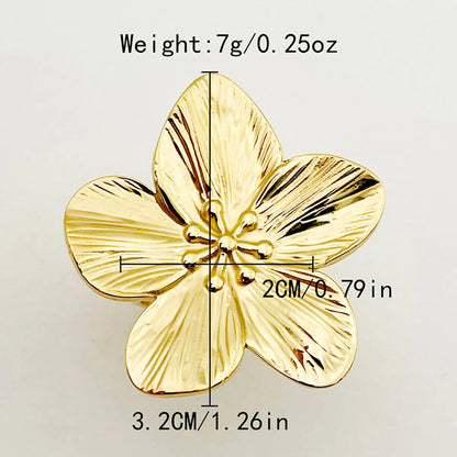 304 Stainless Steel 14K Gold Plated Elegant Romantic Pastoral Plating Flower Open Rings