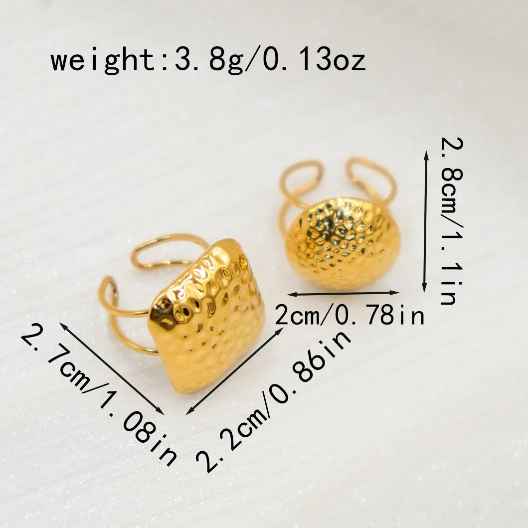 304 Stainless Steel 14K Gold Plated French Style Modern Style Classic Style Plating Geometric Solid Color Open Rings