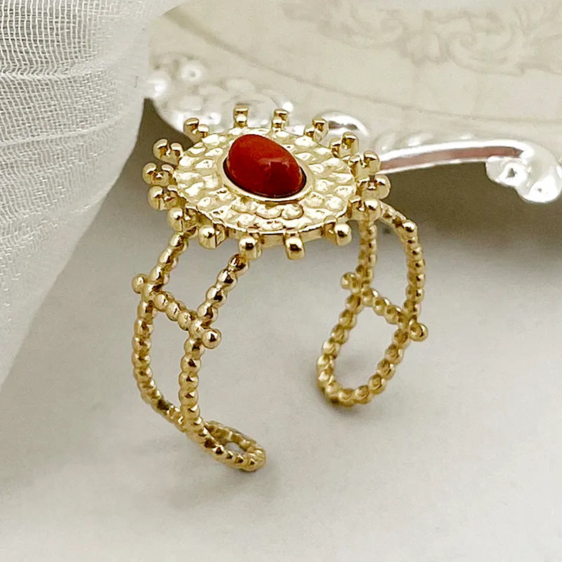 304 Stainless Steel 14K Gold Plated IG Style Elegant Korean Style Plating Inlay Flower Fish Tail Natural Stone Pearl Zircon Open Rings