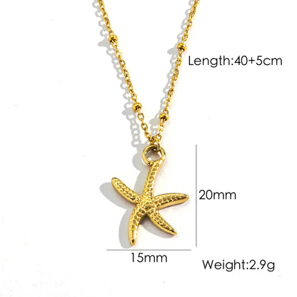 Wholesale Jewelry Marine Style Beach Tropical Starfish Dolphin Shell 304 Stainless Steel Natural Stone 14K Gold Plated Inlay Earrings Necklace