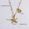 304 Stainless Steel 14K Gold Plated Marine Style Tropical Plating Starfish Shell Pendant Necklace