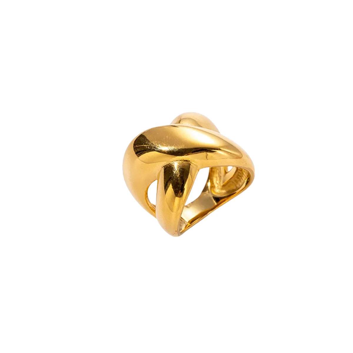 304 Stainless Steel 14K Gold Plated Modern Style Hollow Out Geometric Rings