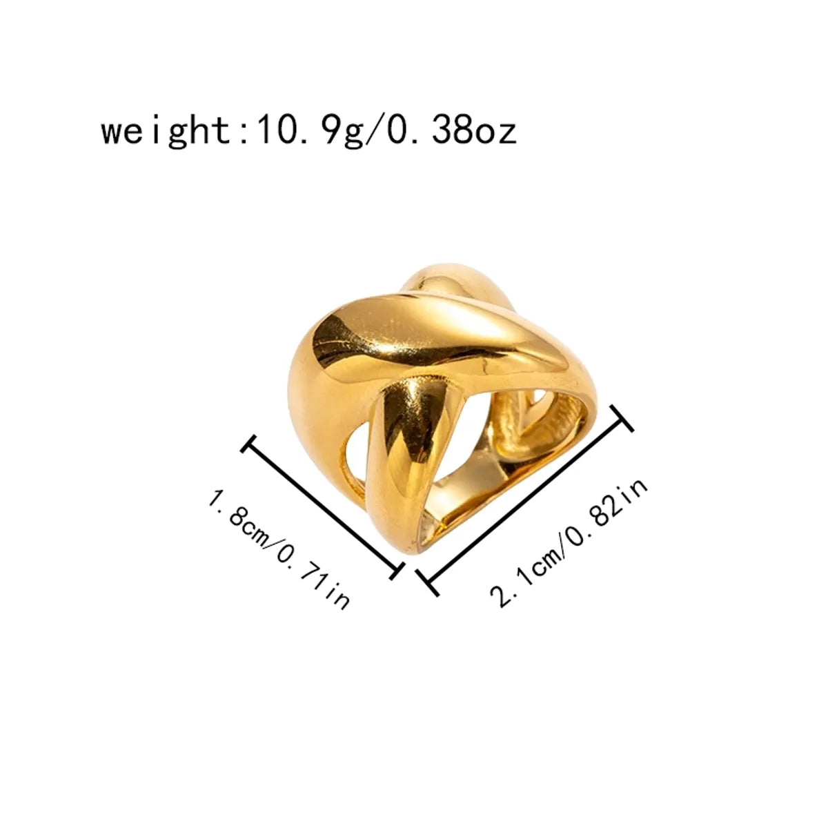 304 Stainless Steel 14K Gold Plated Modern Style Hollow Out Geometric Rings