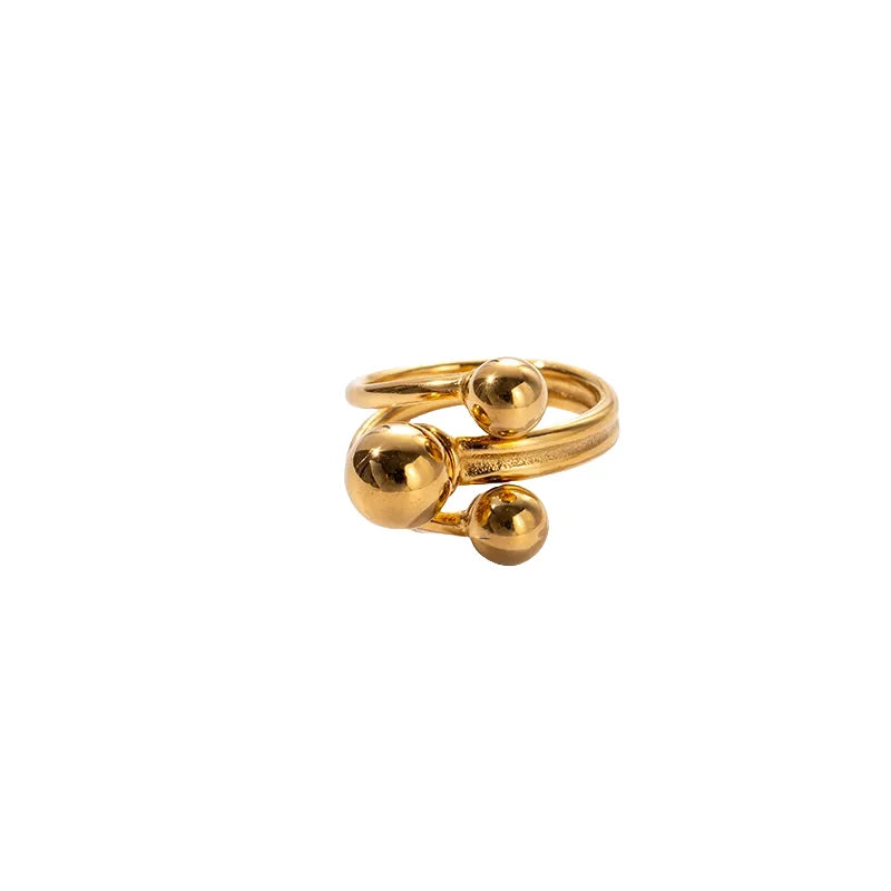 304 Stainless Steel 14K Gold Plated Nordic Style Classic Style Shiny Asymmetrical Layered Round Rings