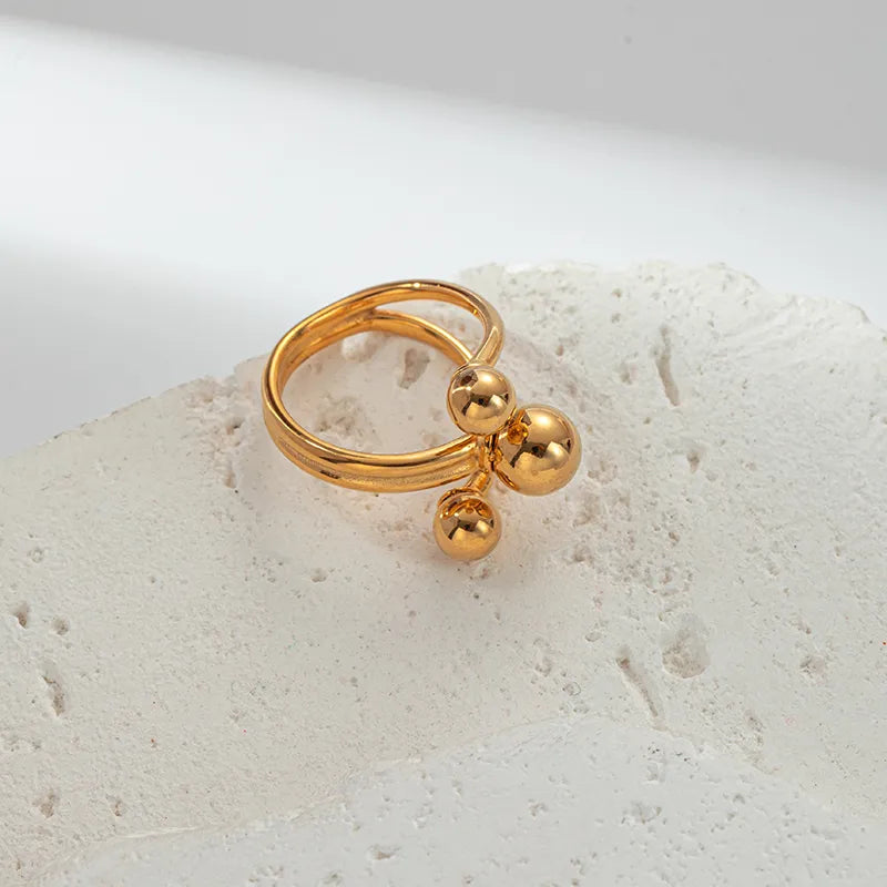 304 Stainless Steel 14K Gold Plated Nordic Style Classic Style Shiny Asymmetrical Layered Round Rings