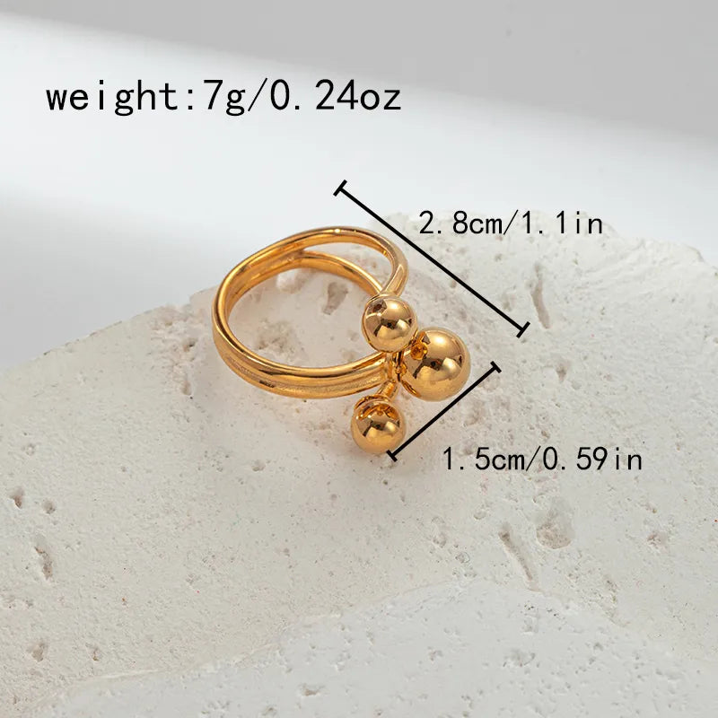 304 Stainless Steel 14K Gold Plated Nordic Style Classic Style Shiny Asymmetrical Layered Round Rings