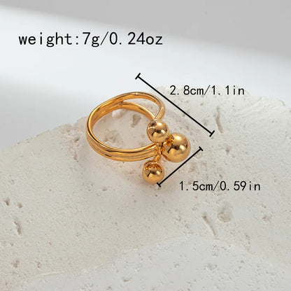 304 Stainless Steel 14K Gold Plated Nordic Style Classic Style Shiny Asymmetrical Layered Round Rings