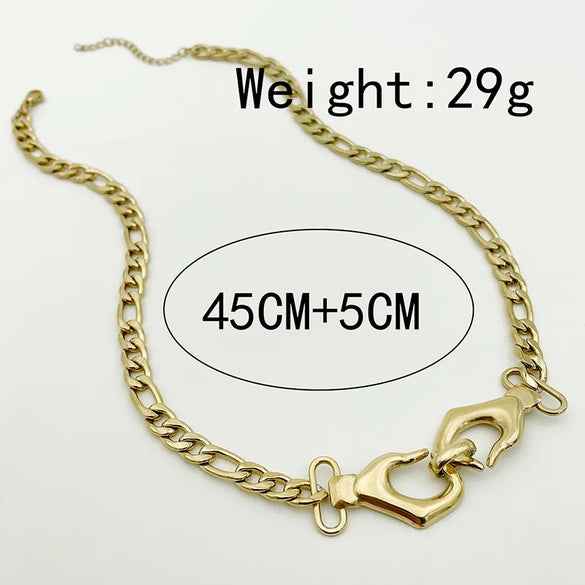 304 Stainless Steel 14K Gold Plated Novelty Modern Style Classic Style Plating Hand Solid Color Pendant Necklace
