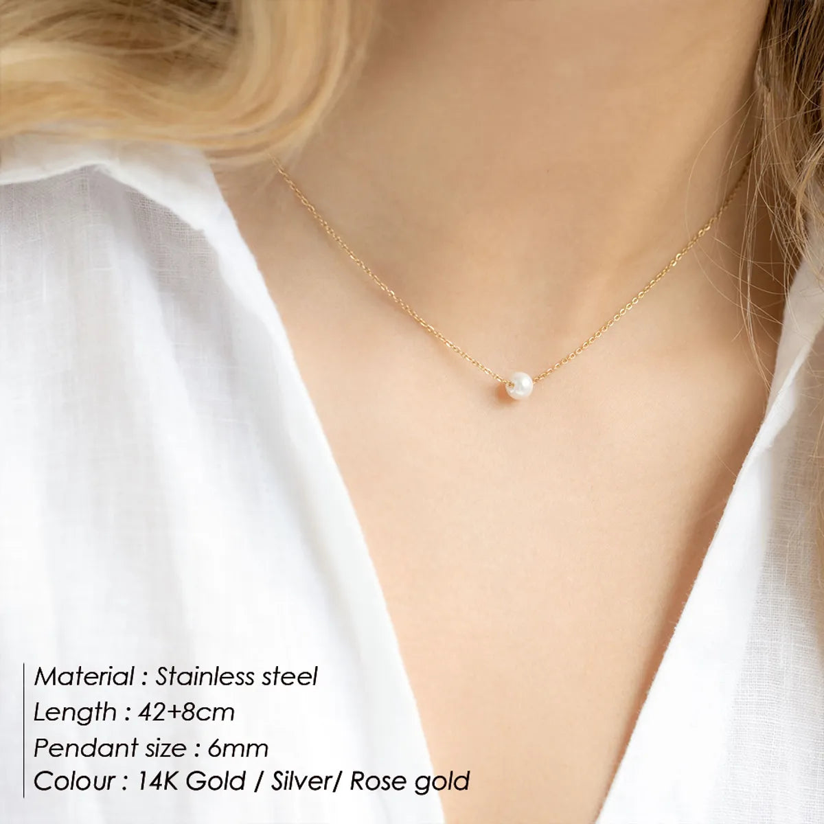 304 Stainless Steel 14K Gold Plated Rose Gold Plated Silver Plated Elegant Lady Baroque Style Inlay Geometric Artificial Pearls Pendant Necklace