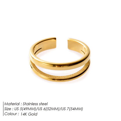 304 Stainless Steel 14K Gold Plated Silver Plated Modern Style Commute Solid Color Adjustable Ring Open Rings