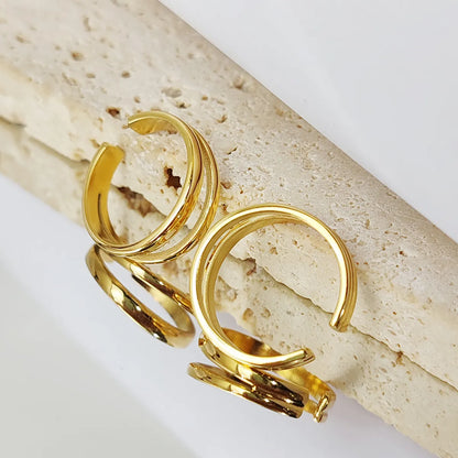 304 Stainless Steel 14K Gold Plated Silver Plated Modern Style Commute Solid Color Adjustable Ring Open Rings