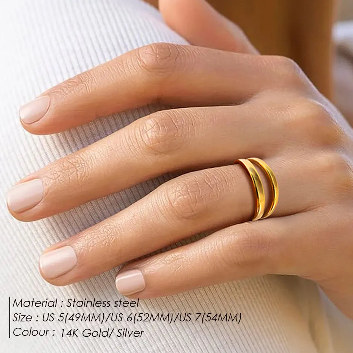 304 Stainless Steel 14K Gold Plated Silver Plated Modern Style Commute Solid Color Adjustable Ring Open Rings